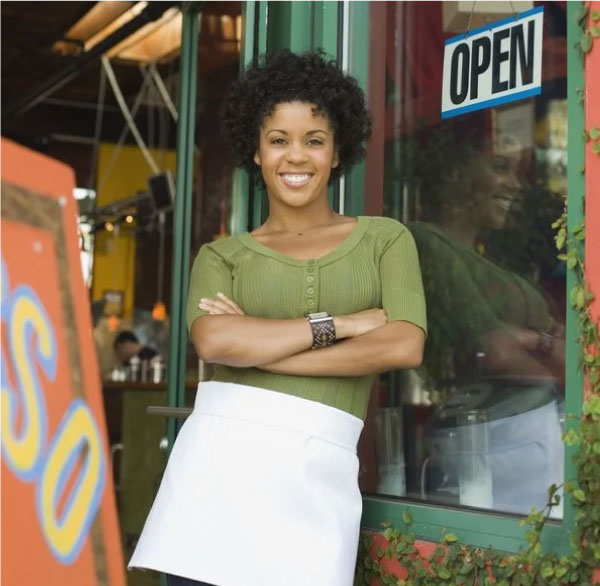 Small Business outside of her cafe